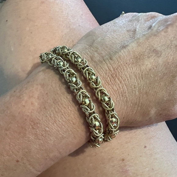 Vintage Rare Monet Double Byzantine Gold Chain Bracelet - Picture 3 of 7